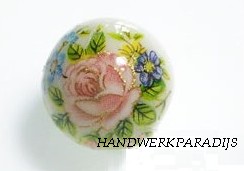 Japanese Acrylic bead 10mm Pink with Flowers